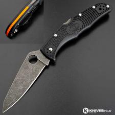 MODIFIED Spyderco Endura 4 - ACID WASH - REGRIND - Black Handle/Orange Backspacer