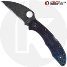 MODIFIED Spyderco K390 Wharncliffe Delica Knife - Acid Stonewash - Heat Color Hardware - Rit Dye Fade