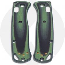 KP Custom G10 Scales for Benchmade Mini Bugout Knife - Black / Zombie Green - Contoured - Smooth Surface