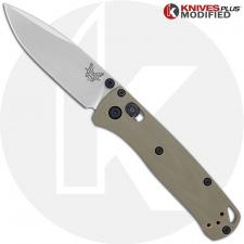 MODIFIED Benchmade Mini Bugout 533 Knife + KP Contoured Desert Tan G10 Scales + KP Black Thumbstud & Standoffs