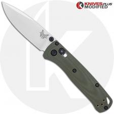 MODIFIED Benchmade Mini Bugout 533 Knife + KP Contoured OD Green G10 Scales + KP Black Thumbstud & Standoffs