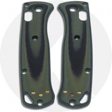 KP Custom G10 Scales for Benchmade Mini Bugout Knife - Black / OD Green - Contoured - Smooth Surface