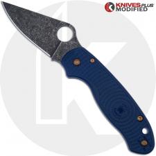 MODIFIED Spyderco Para 3 SPY27 Knife - Acid Stonewash Blade - Heat Color Hardware