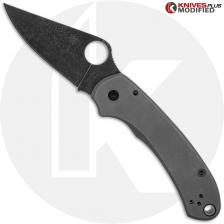 MODIFIED Spyderco Para 3 Maxamet Knife with Acid Stonewash + KP AWT Skinny Cut Titanium Blasted Tumbled Scales + KP All Black Ha