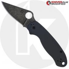 MODIFIED Spyderco Para 3 Knife with Acid Stonewash Blade + KP Black Anodized Titanium Scales + All Black Hardware
