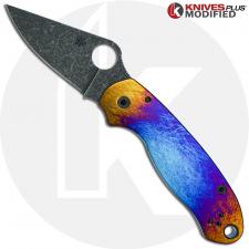 MODIFIED Spyderco Para 3 Knife with Acid Stonewash Blade + KP Super Nova Titanium Scales + All Black Hardware