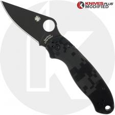 MODIFIED Spyderco Para 3 Knife - Black/Gray Digital Camo - DLC Blade - Rit Dyed Handle