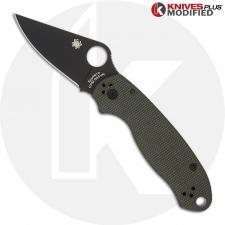 MODIFIED Spyderco Para 3 Black DLC Knife + KP OD Green Micarta Scales