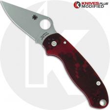 MODIFIED Spyderco Para 3 Knife - Red Digital Camo - Stonewashed Blade - Rit Dyed Handle