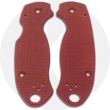 KP Custom Micarta Scales for Spyderco Para 3 Knife - Red Linen - Ambi - Tip Up