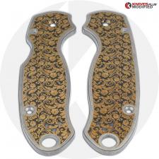 KP Custom Titanium Scales for Spyderco Para 3 Knife - Floral Engraved