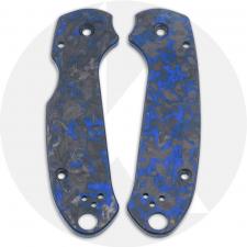 KP SKINNY Blue Shred Carbon Fiber Scales for Spyderco Para 3 Knife