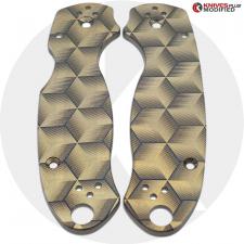 KP Custom Titanium Scales for Spyderco Para 3 Knife - Black Anodized Finish - Hexahedron Engraved