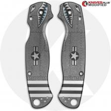 KP Custom Titanium Scales for Spyderco Para Military 2 Knife - Stonewash Finish - Warthog Engraved