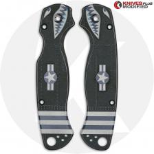 KP Custom Titanium Scales for Spyderco Para Military 2 Knife - Custom Panzer Green Cerakote + Stonewash + Warthog Engraved