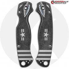 KP Custom Titanium Scales for Spyderco Para Military 2 Knife - Black Stonewash Finish - A10 Warthog Engraved