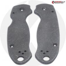 KP Custom Titanium Scales for Spyderco Para 3 Knife - Blasted + Stonewashed