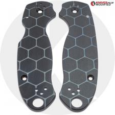 KP Custom Titanium Scales for Spyderco Para 3 Knife - Black Anodized Finish - Hive Engraved