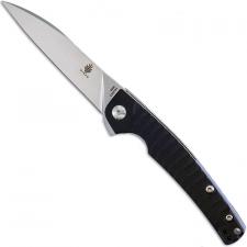 Kizer Vanguard Splinter V3457N1 - TomCat Knives - Stonewash N690 Sheepfoot - Milled Black G10 - Liner Lock Flipper Folder
