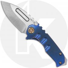 Medford Micro Praetorian T - Tumbled S35VN Drop Point - Blue Ti / Bronze Pin Stripe - Frame Lock Folder - USA Made