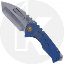 Medford Praetorian Genesis T - Tumbled S35VN Tanto - Blue Ti - Frame Lock Folder - USA Made