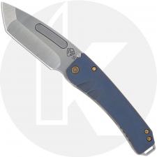 Medford Midi Marauder Knife - Tumbled S35VN Tanto - Dark Blue / Bronze Pin Stripe Ti - Frame Lock Folder - USA Made