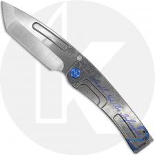 Medford Marauder-H Knife - Tumbled S45VN Tanto - Tumbled Blue Shall Not Be Infringed Ti - Frame Lock Folder - USA Made