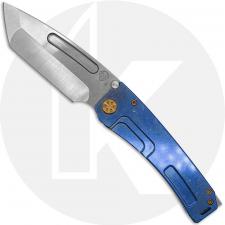 Medford Marauder-H Knife - Tumbled S45VN Tanto - Blue Ti - Frame Lock Folder - USA Made