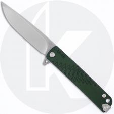 Medford M-48 Knife - Tumbled S45VN Drop Point - OD Green Aluminum / Tumbled Ti - Frame Lock Flipper Folder - USA Made