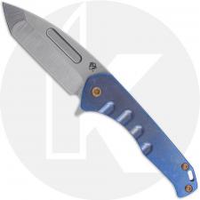 Medford Praetorian Slim Flipper - Tumbled S45VN Tanto - Blue Ti - Frame Lock Folder - USA Made