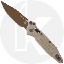 Microtech Socom 160RL-1FRCSG-C19Z23 Knife - Gold M390MK Clip Point - Champagne Gold Frag Pattern Aluminum - USA Made
