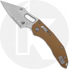Microtech Stitch RAM-LOK Knife - Stonewashed Part Serrated Bohler M390MK Spear Point - Fluted Tan G10