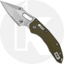 Microtech Stitch RAM-LOK Knife - Stonewashed Part Serrated Bohler M390MK Spear Point - Fluted OD Green G10