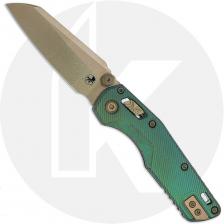 Microtech MSI Mini RAM-LOK Knife - Signature Series - Bronzed Stonewash Bohler M390MK Sheepsfoot - Antique Green Fluted Titanium