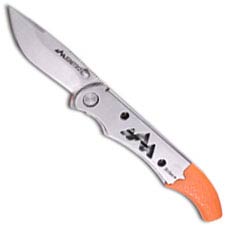 Outdoor Edge Ignitro Survival Knife - Drop Point Blade - Stainless Steel and Orange ABS Handle - Ferro Rod and Whistle - IG-23C
