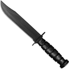 Ontario 8180 Combat Knife - Black Clip Point Fixed Blade - Black Leather Handle (was SKU 498) USA Made