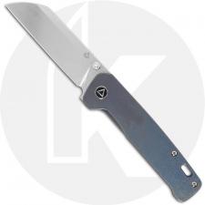 QSP Penguin Knife QS130-R - Stonewash 154CM Sheepfoot - Blue Stonewash Titanium - Frame Lock Folder