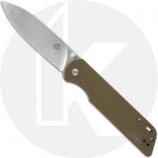 QSP Parrot Knife QS102-G - Satin D2 Spear Point - Light Green Linen Micarta - Liner Lock Folder