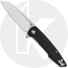 QSP Phoenix QS108-C1 Knife - Stonewash-Satin D2 Reverse Tanto - Black G10 - Flipper Folder