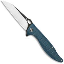 QSP Locust Knife QS117-C - Black / Satin 154CM Wharncliffe - Blue Micarta - Liner Lock Flipper Folder