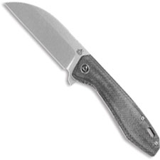 QSP Pelican Knife QS118-D1 - Stonewash S35VN Sheepfoot - Black Micarta - Liner Lock Flipper Folder