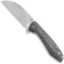 QSP Pelican Knife QS118-D2 - 2 Tone Satin S35VN Sheepfoot - Black Micarta - Liner Lock Flipper Folder