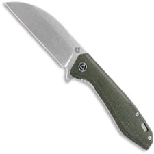QSP Pelican Knife QS118-E1 - Stonewash S35VN Sheepfoot - Dark Green Micarta - Liner Lock Flipper Folder