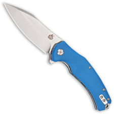 QSP Snipe Knife QS121-A - 2 Tone Satin D2 Modified Clip Point - Bright Blue G10 - Liner Lock Flipper Folder