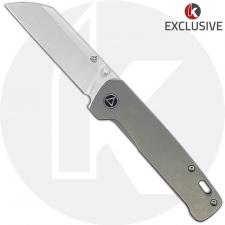 QSP Penguin Knife QS130-KP6 - 2 Tone Satin M390 Sheepfoot - Bead Blast Stonewash Titanium - Frame Lock Folder