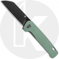 QSP Penguin Knife QS130-Y - Black Stonewash 154CM Sheepfoot - Stonewashed Green Titanium
