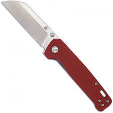 QSP Penguin Knife QS130-D - 2 Tone Satin D2 Sheepfoot - Red Linen Micarta - Liner Lock Folder