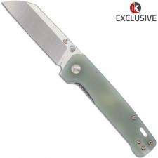 QSP Penguin Knife QS130-KP3 - Knives Plus Exclusive - Satin S35VN Sheepfoot - Jade G10 Micarta - Liner Lock Folder