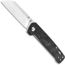 QSP Penguin Knife QS130-T - Satin D2 Sheepfoot - Shredded Black Carbon Fiber Overlay G10 - Liner Lock