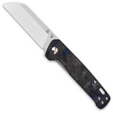 QSP Penguin Knife QS130-TBL - Satin D2 Sheepfoot - Shredded Black and Blue Carbon Fiber Overlay G10 - Liner Lock